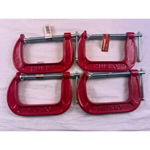 Husky C-Clamp Set 4" Red NEW 4-Piece Heavy Duty Ductile Iron